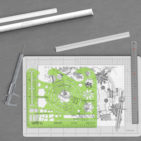 Pacific Arc Landscape Template Guide, with Trees, Shrubs, Hedges, Fences, Flagstone Walks, and Terraces...