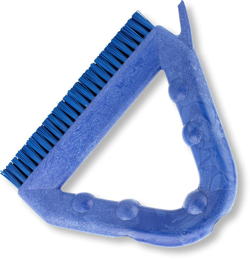 SPARTA Blue Plastic Grout Brush, Triangle-Shaped Scrub Brush with Scraper for Cleaning Tiles and Grout, 9 x 7 x 7 Inches...