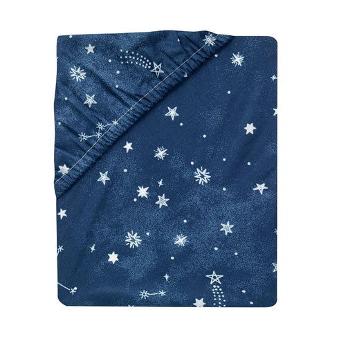 Lambs & Ivy Sky Rocket Blue Stars/Galaxy/Space 100% Cotton Fitted Crib Sheet...