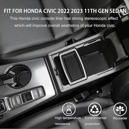 SENSHINE for Honda Civic Accessories 2022 2023 2024 Non-Slip Anti Dust Cup Holder Insert Center Console Shifter Liner Trim Door Packet Mats Premiu...
