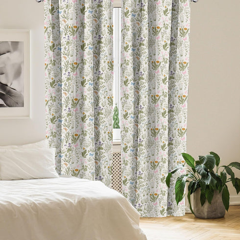 Ambesonne Floral Curtains, Vintage Garden Plants Herbs Flowers Botanical Classic Design Art, Window Treatments 2 Panel Set for Living Room Bedroom...