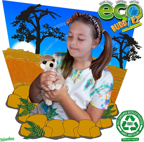 Meerkat from Deluxebase. Medium 8.5 inch Soft Plush Toy Made from Recycled Plastic Bottles. Eco-Friendly Cuddly Gift for Kids and Cute Animal Soft...