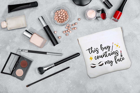 This Bag Contains My Face Pouches for Purse, Travel Storage Bag Portable No Zipper Self-closing Waterproof Makeup Pouch, Bride Cosmetic Bag, Birth...