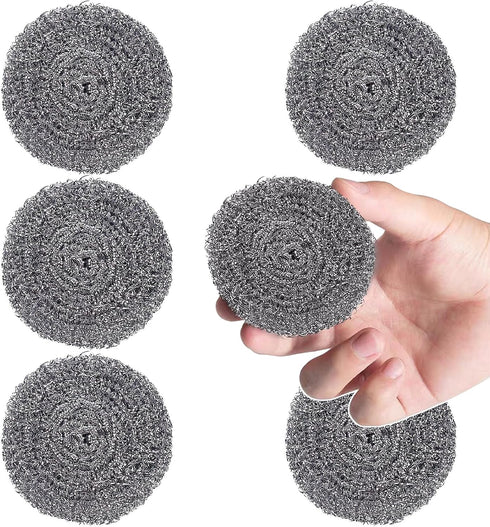 Stainless Steel Scourer Kitchen and Household, Steel Cleaning Dishes, Middle Size Scrubbers (6Pcs*25g)...