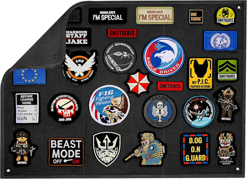 OneTigris Tactical Patch Display, Funny Foldable Patches Panel Holder Board for Military Army Combat Morale Uniform, Hook & Loop Emblems(Black - 2...