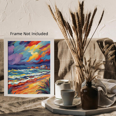 Posterizer 1 pcs- sea and beach themed oil painting style print 9-Landscape & Nature Art-Floral Botanical Art- Decor for Home & Office- unframed w...