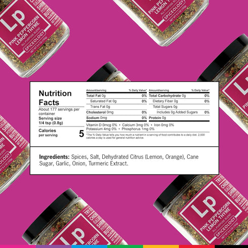 Pink Peppercorn Lemon Thyme - All-Purpose Grilling Spice Rub - Vegetable Seasoning - 5.4 Ounces...