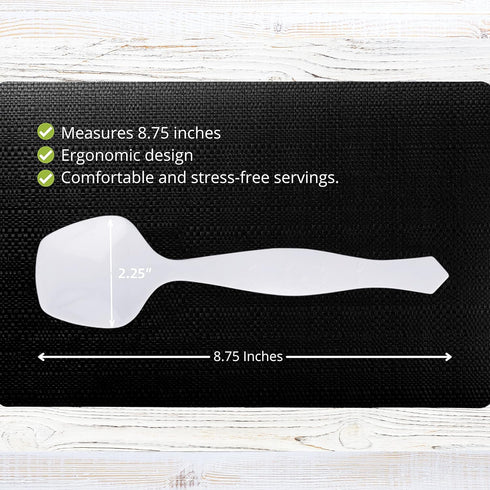 PARTY BARGAINS 8.75" Disposable White Plastic Serving Spoons, 6 Pack, Heavy Duty Kitchenware Serving Spoon Utensil for Wedding, Catering Services,...