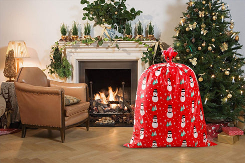 Giant Christmas Red Snowman Plastic Gift Bag (36"x44") - Jumbo Celebration Bag With Tag Card for Large Gifts - 1 PC...