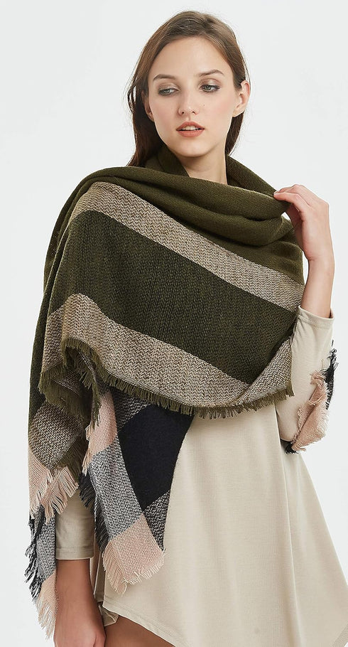 VIVIAN & VINCENT Fall Winter Scarf Classic Tassel Plaid Tartan Warm Soft Chunky Large Blanket Wrap Shawl Scarves for Women...