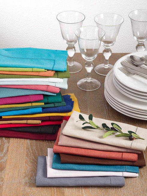 SARO LIFESTYLE Everyday Collection Hemstitched Cocktail Napkin (Set of 12), 6", Chocolate, 12 Pieces - 6100C.CT6S...