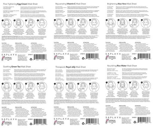 K-Beauty Facial Skincare Natural Beauty Multi-Pack Face Sheet Masks Balanced Skin Care Made In South Korea (Glow Skin (Royal Jelly, Collagen, Pear...
