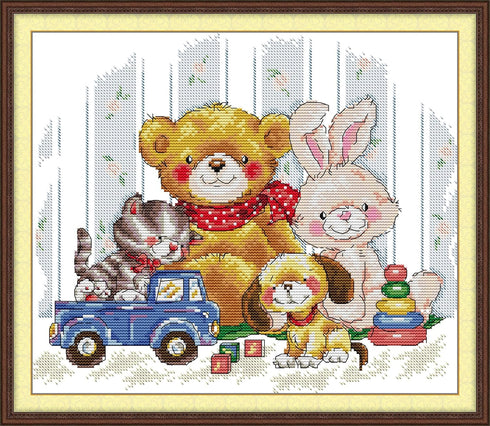 CROSSDECOR Cross Stitch Kit for Beginners Animal Patterns DIY Stamped Embroidery Set Counted Needlepoint Starter Kits Craft Supplies Handmade 14CT...