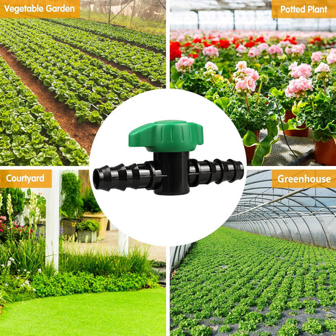 1/2 Inch Drip Irrigation Barbed Valve, 15 Pcs Barbed Switch Valves Drip Line Parts for 1/2" Drip Tubing (.570-.620" ID), 1/2 in. in-line Barbed Sh...