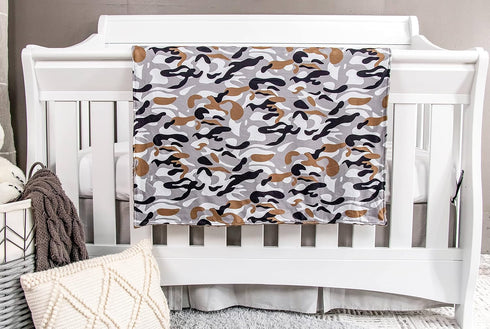 Top Tots Baby Blanket - Black and Grey Camo with Minky Dot, 38.5 x 29 Inch Brown...