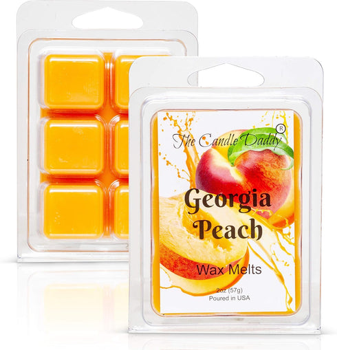 Georgia Peach - Southern Peach Fruit Scented Melt- Maximum Scent Wax Cubes/Melts- 1 Pack -2 Ounces- 6 Cubes, Gift for Women, Men, BFF, Friend, Wif...