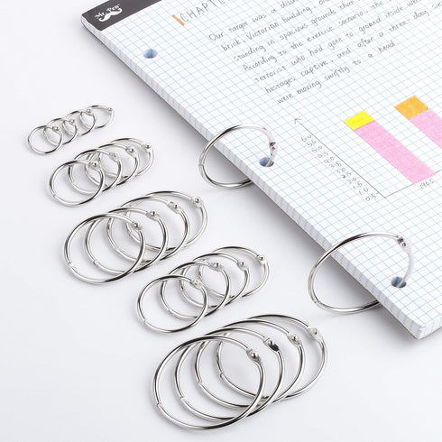 Mr. Pen- Binder Rings, Loose Leaf Binder Ring, 36pc, Assorted Sizes, Book Binder Rings, Ring Binder Clips, Metal Rings for Index Cards, Rings for ...