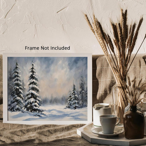 Posterizer 1 pcs-snowy jungle in winter in oil painting style-11-Landscape & Nature Art-Living Room Bedroom Decor- unframed wall art...