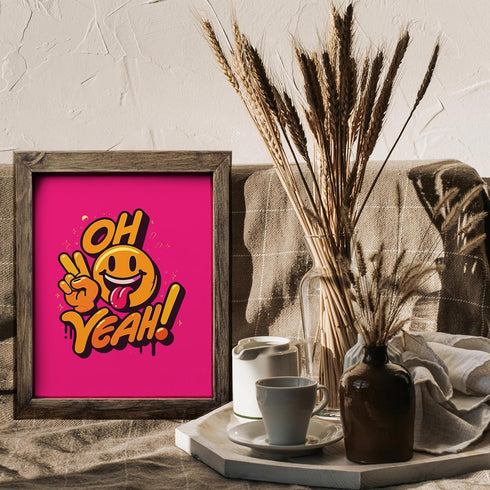 Posterizer 1 pcs-Oh Yeah- Positive Girly Minimalistic Wall art-Abstract & Modern Art-Gift for Daughter, Son, Kids-Living Room Bedroom Decor- UNFRA...