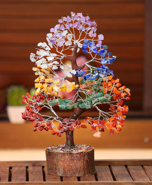 Crocon Seven Chakra Gemstone Tree Feng Shui Figurine Money Bonsai Good Luck Reiki Healing Crystals Balancing Decoration Ornament Sculpture Wealth ...