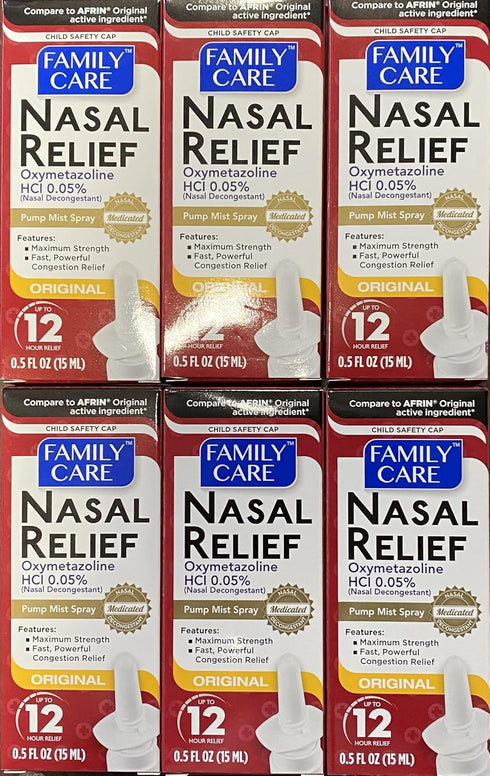 Assured Nasal Relief Spray, 12 Hour Pump Mist Oxymetazoline HCL, 0.5 fl. Oz (6 Pack)...