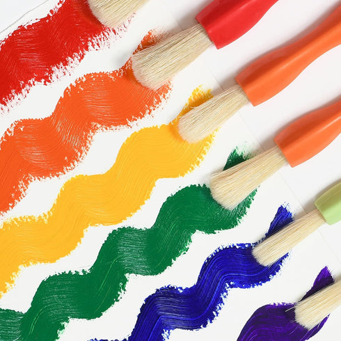 READY 2 LEARN Triangle Grip Paint Brushes - Set of 6 - 3 Sizes - 18m+ - Easy to Grip Paint Brushes for 2, 3 and 4 Year Olds - Encourage Writing Gr...