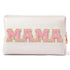 Y1tvei Preppy Patch Extra Large Mama Varsity Letter Makeup Bag Pink Chenille Letter PU Leather Waterproof Portable Cosmetic Toiletry Bag Zipper Or...
