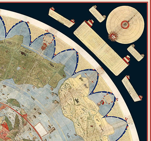 1587 Urbano Monte Flat Earth World Map Unframed (23x23 in.) Cartophiles Lovers Gifts Vintage Historic Composite Globe Model Poster Print...