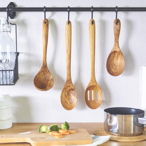 FAAY 13.5" Teak Cooking Spoon, Wooden Spoon, Mixing Spoon Handcraft from Teak | Healthy and High Moist Resistance for Non Stick Cookware...