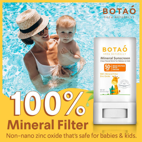 baby Mineral Sunscreen Stick 100% Zinc Oxide SPF 50+ Water Resistant UVA/UVB Protection Easy to Apply Fragrance Free, babies & kids, for sensetive...