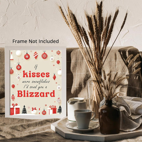 Posterizer 1 pcs-If kisses were snowflakes i'd send you a blizzard-Romantic Art-Holiday Poster Collection-Gifts for Women-Living Room Bedroom Deco...