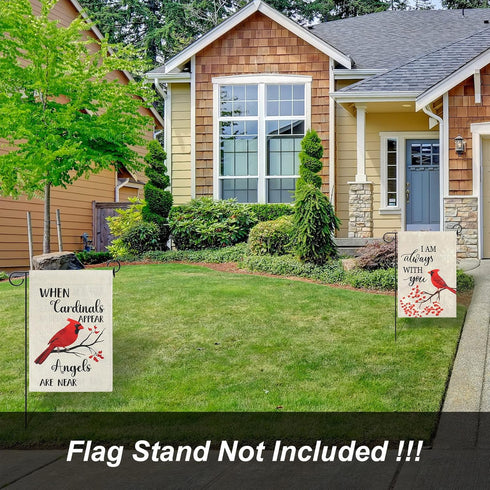 2 Pcs Cardinal Garden Flags Gifts Decor for Graves When Cardinal Appear Memorial Yard Flag I Am Always with You Cemetery Flag Bereavement Gift Out...