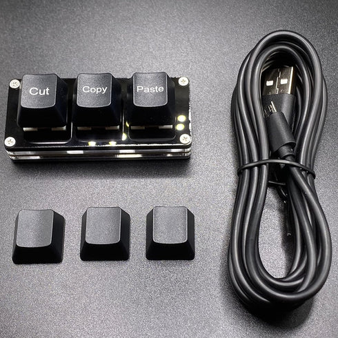 Mini 3-Key Cut Copy Paste Keyboard Ctrl X C V Shortcut One Handed Keyboard RGB Macro Pad Gaming Mechanical Keyboard OSU Keypad Programmable Keyboa...