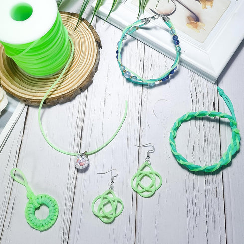 54 Yards Hollow Pipe Rubber Tube Cord 2mm PVC Tubing Cord String with Spool for DIY Necklace Bracelet Jewelry Making (Light Green)...