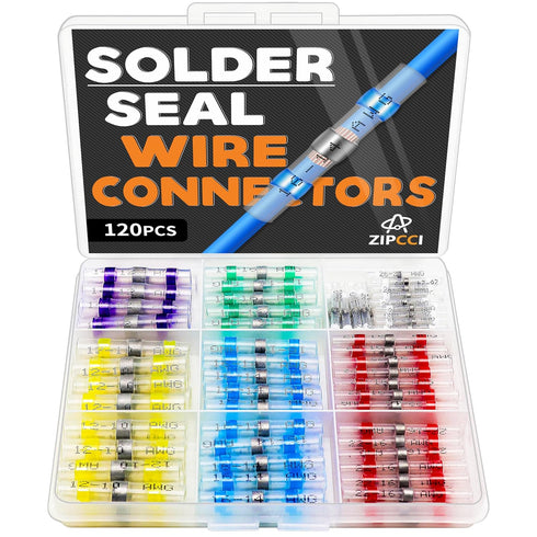 120Pcs Solder Seal Wire Connectors - Heat Shrink Butt Connectors Kit for Electrical Wiring...