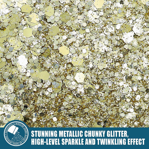 Holographic Chunky Glitter, 5.64oz/160g Craft Glitter Powder Mixed Chunky Flakes, Iridescent Sequins for Nail Art, Hair, Body, Epoxy Resin, Tumble...