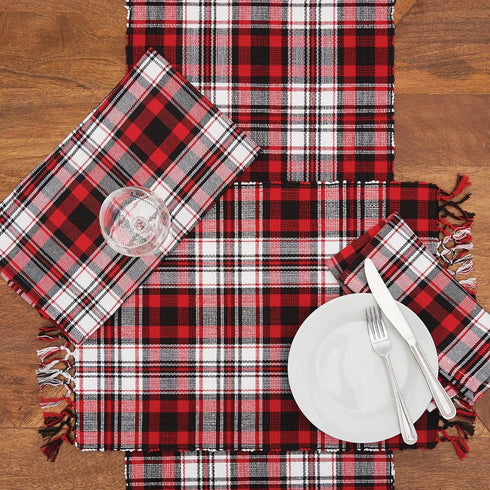 C&F Home Fireside Plaid Cotton Machine Washable Cloth Napkins Set of 6 Christmas Xmas Thanksgiving Winter Fall Autumn Harvest Dining Dinner Kitche...