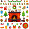 122 PCS Christmas Bulletin Board Decor, Happy Winter Holiday Cutouts Fireplace Stocking Candle Wreath Cutout Thick Cardboard Cutting Set for Class...