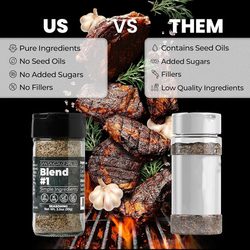 Santa Cruz Paleo Seasoning (Blend #1), Gluten Free, Keto, Sugar Free, and Paleo, Garlic, Sea Salt, Rosemary, and Black Pepper, All Purpose Spice B...