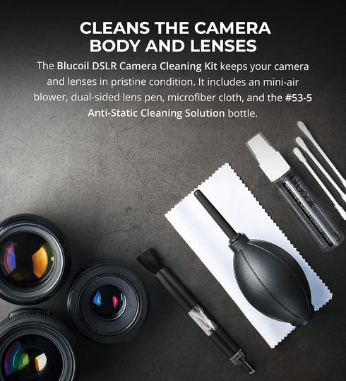 Blucoil Camera Cleaning Kit with Mini-Air Blower and Dual-Sided Lens Pen for DSLR, SLR, Mirrorless Digicam - Compatible with Canon, Nikon, Pentax,...