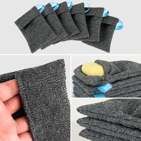 Soap Bag, 6 Pack Soap Saver Pouch,Body Scrubber Rough Sponge Exfoliator for Bath or Shower Soap Net, Foaming and Drying The Soap, Massage, Peeling...