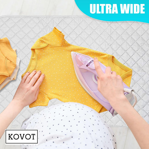 KOVOT Extra-Wide 21" x 32" Portable Magnetic Ironing Mat Blanket. Cotton Laundry Pad for Table, Washer, Dryer or Iron Anywhere On The Go Best Iron...