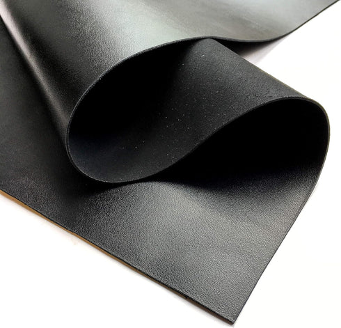 Real Genuine Black Calf Hide Leather: Thick Leather Cow Hide Black Leather Sheets for Crafting (Black, 8x10In/ 20x25cm)...