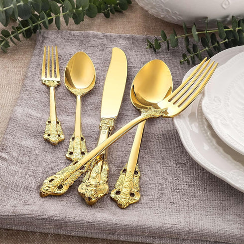 KEAWELL Luxury Dinner Spoon, Set of 4, 18/10 Stainless Steel Tablespoons, Silverware Spoon Set, Mirror Polished, 7.8 Inches (Gold)...