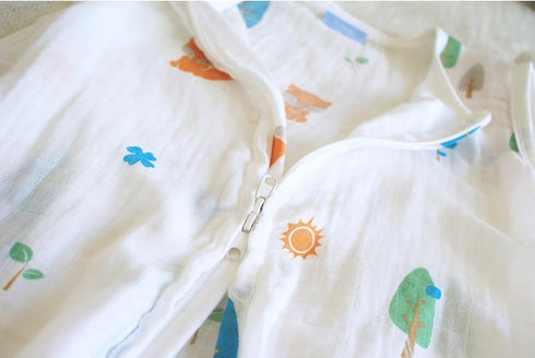 Muslin Cotton Toddler Sleeping Sack Bag, 0.5 Tog baby Lightweight Wearable Blanket for boy and girl (XL, Forest)...