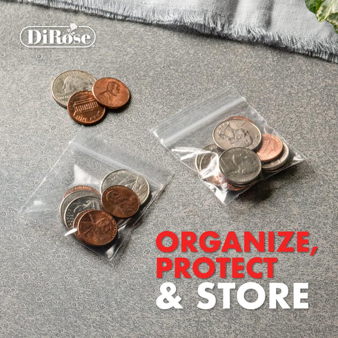 Zip Bags Clear Plastic With Zipper Seal - By DiRose | Resealable, Strong, Thick, Sturdy | For Organizing, Travel, Shipping, Packaging, and Storage...