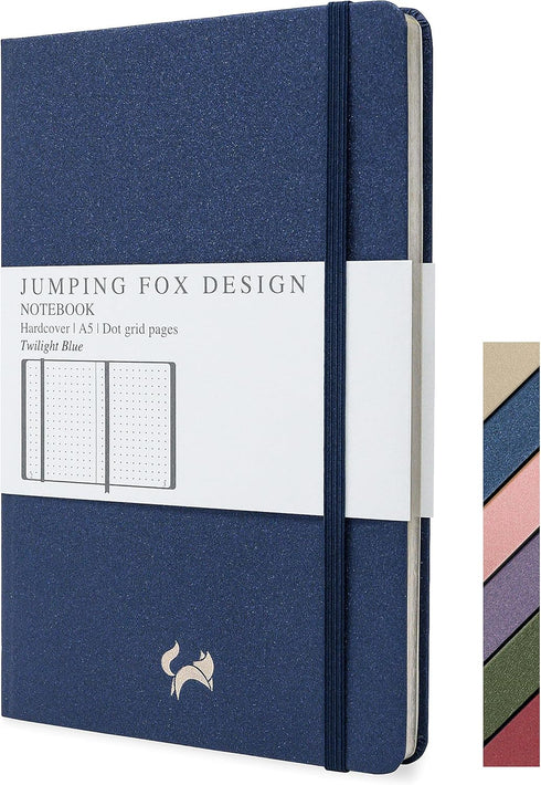Jumping Fox Design Premium A5 Hardcover Dotted Journal Notebook, Medium 5.6 x 8.4 inches, 120gsm Thick Paper, Numbered Pages, Inner Pocket, Unique...