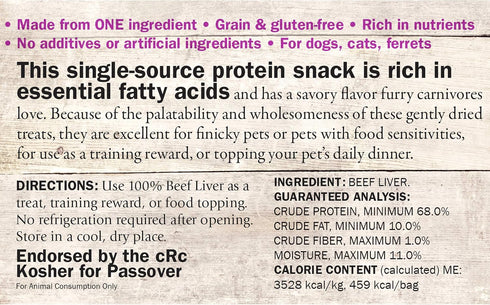 Evanger's Nothing But Natural Gently Dried Beef Liver Treats for Dogs...