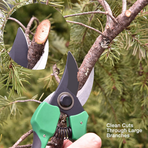 8 Inch Garden Pruner with a SK5 Carbon Steel, Non-stick, Rust Resistant Blade. Adjustable for Small and Large Hands...