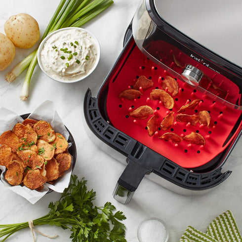 Instant Pot Accessory Official Air Fryer Silicone Tray, One Size, Red - Reusable, Non-Stick, Heat Resistant, Food-Grade Silicone, Dishwasher Safe,...